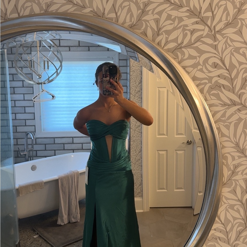 Stunning Teal Strapless Prom Dress